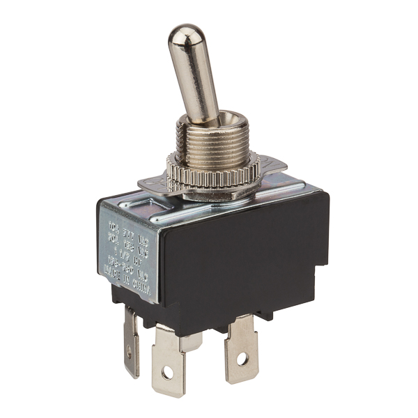 Product image for NSI 78130TQ 20 Amp at 125 VAC 10 Amp at 250 VAC Brass/Nickel On-Off DPST Bat Toggle Switch