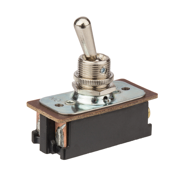 ON OFF - SPST - 16 AMP 125 VAC Large Nickel Screw Connect Bat Toggle Switch