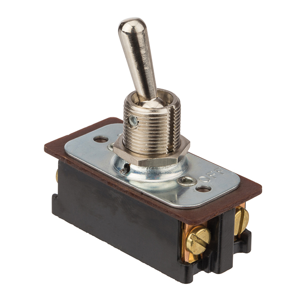 ON OFF - DPST - 16 AMP 125 VAC Nickel Screw Connect Bat Toggle Switch