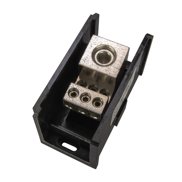 Power Distribution Block 1000-250 MCM Primary 2/0-14 AWG Secondary Power Distribution Blocks are made of high strength, high-conductivity aluminum alloy and are mounted in a high-strength glass-filled polyester base. Each block can stand alone or combine with other blocks to form a multi-block set.