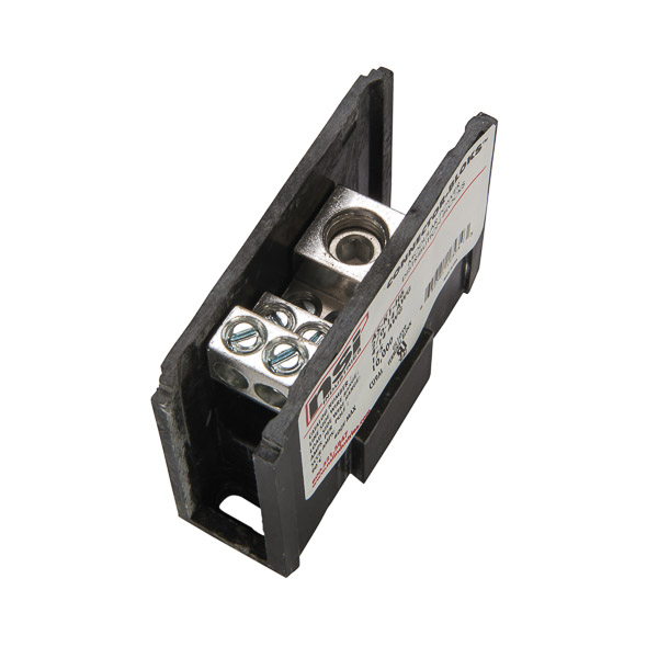 Product image for NSI AS-K1-H6 175 Amp 14 to 2/0 AWG Line 14 to 4 AWG Load Black Aluminum 7-Terminal Single Primary Power Distribution Block