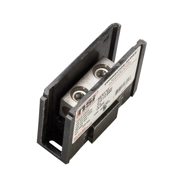 Product image for NSI AS-K1-K1 175 Amp 14 to 2/0 AWG Line/Load Black Aluminum 2-Terminal Splicer/Reducer Power Distribution Block