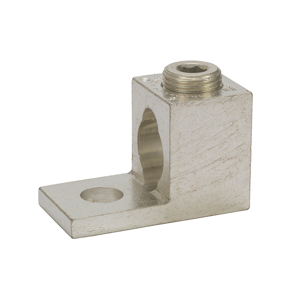 Dual Range Lug One 600 MCM - 4 AWG, Two 250 MCM - 1/0 AWG - 1 Count Dual Range Lugs are set screw connectors that will accept either one or two wires. Made of 6061T-6 aluminum alloy. Electro-pin plated for low contact resistance. For use with copper or aluminum conductors. Rated 600 Volts (2000V max. per UL486B). UL 486A/B Listed. Temperature rating 90 degrees C.