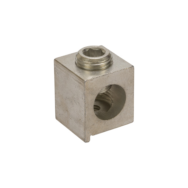 Aluminum Dual Rated Box Lugs with Turn Prevent 300 MCM-6 AWG Turn Prevent Lugs are made of 6061T-6 aluminum alloy. Electro-tin plated for low contact resistance. For use with copper or aluminum conductors. Design includes threaded mounting hole. Rated 600V (2000V max. per UL486B). UL 486A/B Listed. Temperature rating 90 degrees C.