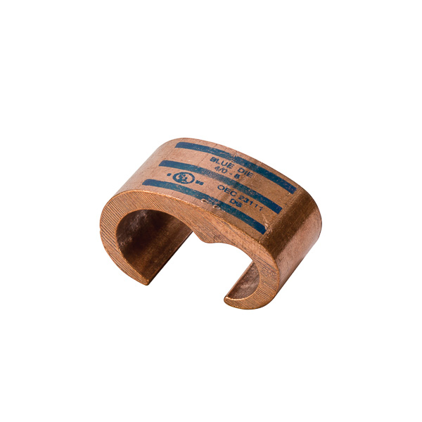 Product image for NSI CTH-111 1 to 1/4 AWG Wire Size Main Blue 25-Pack Copper Compression Connector C-Tap