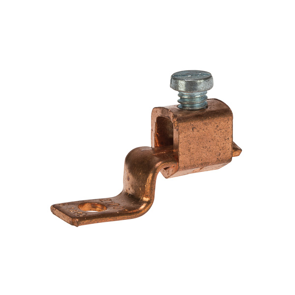 Copper Solderless Lug 6-14 AWG Made of 99.98 pure electrolytic copper. Steel-plated screws to prevent rusting. 25 to 70 ampere size have slotted head screws. Larger sizes have hex head screws. Rated 600 volts max. UL 486 Listed. Temperature rating 90 degrees C.