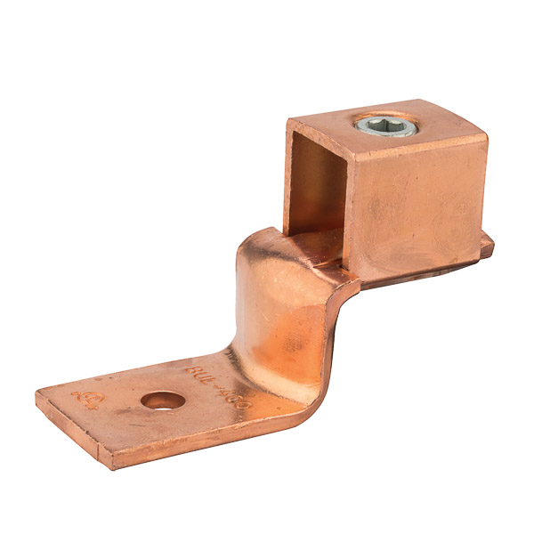 Copper Solderless Lug 500 MCM - 4/0 AWG Made of 99.98 pure electrolytic copper. Steel-plated screws to prevent rusting. 25 to 70 ampere size have slotted head screws. Larger sizes have hex head screws. Rated 600 volts max. UL 486 Listed. Temperature rating 90 degrees C.