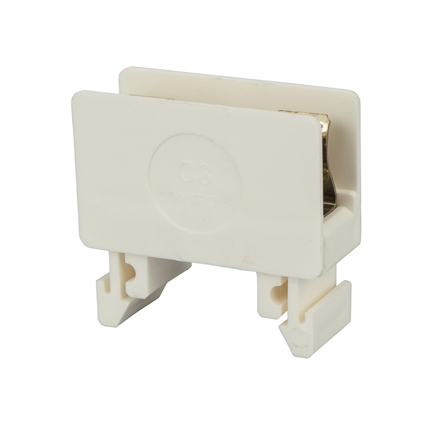 25 Amp Fuse Block - Din Rail Mountable Fuse Block accepts 13/32” dia. by 11/2” long cartridge fuses through 25 Amps, 600 Volts. The fusible block requires 3/4” rail taking exactly two standard terminal blocks.