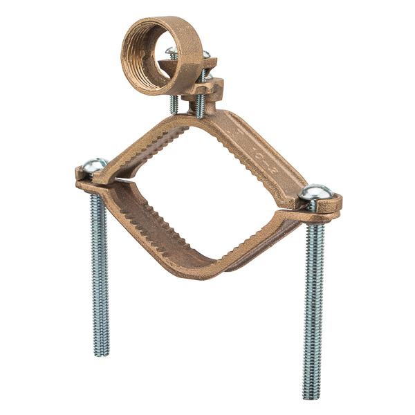 Bronze Ground Clamp with 360 Degree Adapters for Rigid Conduit 2.50-4 in pipe Bronze water pipe clamps with bronze adapters provide excellent quality yet are economical. All adapters are interchangeable. Assembled with zinc-plated steel screws. Hub swings 360 degrees for easy alignment. Used to connect rigid conduit and ground conductor to water pipe. UL Listed 467 Grounding and Bonding.