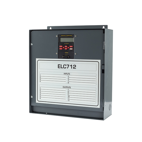 Tork 12 Channel SPDT Energy and Lighting Control APPLICATIONS: HVAC Equipment, Indoor/Outdoor Lighting, Meets Indoor/Outdoor Lighting Energy Code Requirements FEATURES: INPUT VOLTAGE: 24/120/208-240/277, 50/60Hz OUTPUT CONTACTS: SPDT NO. OF CHANNELS: 12 Channels TERMINAL RANGE: #10 - #16 AWG for line input #10 - #16 AWG for load output #14 - #22 AWG universal input POWER CONSUMPTION: 10VA Maximum OPERATING TEMPERATURE: - 20 degrees to 145 degrees F (-29 degrees C to +60 degrees C) SCHEDULING: 128 time based events allow individual programs for each day of the week at a minimum 1 minute apart. Event types include ON, OFF, Duration, or Duty Cycle. SENSOR EVENT: 32 sensor driven events allow individual programs for each day of the week. ASTRONOMIC: Adjustable 10 degrees - 70 degree Northern or Southern latitudes. Settings can be offset from both sunset and sunrise times. UNIVERSAL INPUT: 8 inputs may be assigned to any channel. SWITCHED INPUT: Accepts input from optional momentary or maintained switch. PHOTOSENSOR INPUT: Accepts input from optional sensor. USER DEFINED INPUT: Accepts user supplied 4-20 milliamp sensor. MOMENTARY CONTACT: May be configured for momentary ON/OFF operation to control latching contactors. The unit operates as a 6 channel unit. HOLIDAYS: 26 holidays may be set using 10 individual dates, 10 month type (last Monday in May), or 6 specific holidays with one of 3 independent holiday schedules. BLOCK HOLIDAY: 10 holiday blocks can be set for individual days or for duration of any number of days and may use one of 3 holiday schedules. PULSE/TIME DURATION: 4 different ON settings from 1 second to 23 hours, 59 minutes, 59 seconds. DUTY CYCLE: 4 different ON and OFF patterns from 1 second to 23 hours, 59 minutes, 59 seconds. DAYLIGHT SAVINGS: Automatic adjustment (can be omitted). LEAP YEAR: Automatic compensation. REMOTE OVERRIDE: Universal input may be programmed for timed override from a momentary or maintained dry contact switch. MANUAL OVERRIDE: Keyboard button control until the next regularly scheduled ON or OFF, automatic operation then resumes. STAGGERED START: Optional stagger up time between channels, after a power outage- selectable from 5 seconds, 15 seconds, 30 seconds, 1 minute, 5 minutes, 10 minutes, and 15 minutes. CLOCK FORMAT: AM/PM or 24 hour format. POWER OUTAGE BACKUP: The program and tie of day are maintained for a minimum of 2 days by means of a capacitor. After two days, a lithium battery takes over and provides a minimum accumulated time of 1 year. The lithium battery should provide over 10 years protection. COMPUTER INTERFACE: Unit may be programmed with a PC. ENCLOSURE: Lockable hasp. Metal Indoor NEMA 1 BRAND EQUIVALENT: Intermatic ET91215CR MANUFACTURER: Tork, UPC: 786261825254 CONTACT RATINGS: GENERAL PURPOSE: 120 - 277 VAC NO: 20A NC: 10A BALLAST: 120 VAC NO: 20A NC: 10A 208-277 VAC NO: 10A NC: 3A TUNGSTEN: 120-277 VAC NO: 5A PILOT DUTY: 120 - 240 VAC NO: 470VA NC: 275VA MOTOR: 120 VAC NO: 1HP NC: 1/4HP 208-277 VAC NO: 2HP NC: 1/2HP