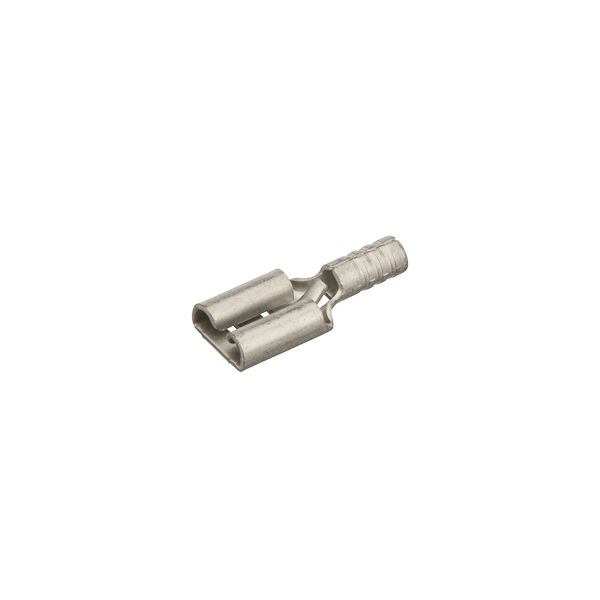 16-14 AWG Uninsulated Female Disconnect with 0.250 Stud - 125 Count Uninsulated Female Disconnects feature a shouldered barrel made of electro tin plated copper that is designed for easy crimping. The internal barrel is designed to grip wires and prevent pull-out. 600V, 105 degrees C. FEATURES: STYLE: Female Disconnect MATERIAL: Tin Plated Brass QUANTITY: 100 Count WIRE SIZE: 16-14 STUD SIZE: 0.250