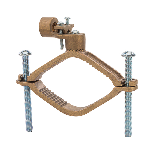 Heavy Duty Bronze Ground Clamp with Adapters for 2.5-4in. Pipe and 0.5 in. Rigid Conduit Heavy Duty Bronze Clamps are used to connect grounding conductor to rigid conductor on water pipes.