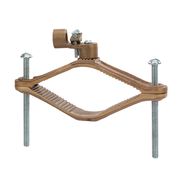 Heavy Duty Bronze Ground Clamp with Adapters for 4.5-6in. Pipe and 0.5 in. Rigid Conduit Heavy Duty Bronze Clamps are used to connect grounding conductor to rigid conductor on water pipes.