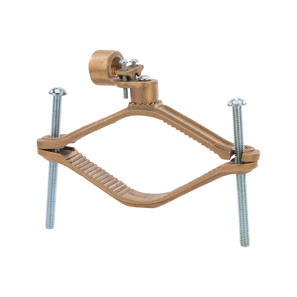 Heavy Duty Bronze Ground Clamp with Adapters for 4.5-6in. Pipe and 0.75 in. Rigid Conduit Heavy Duty Bronze Clamps are used to connect grounding conductor to rigid conductor on water pipes.