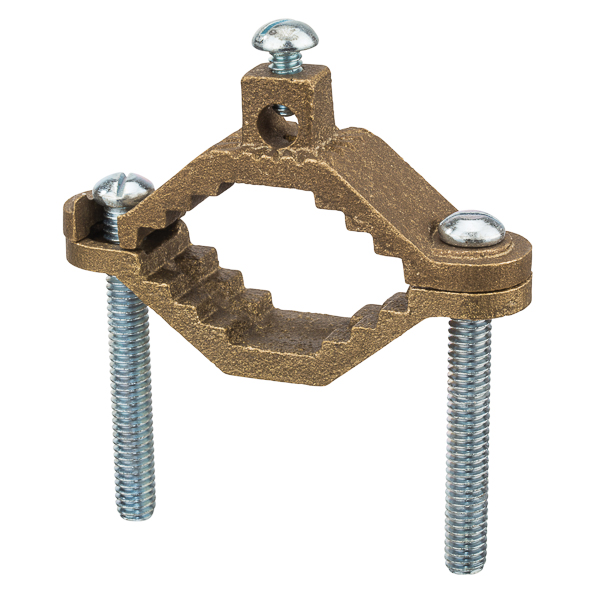 Heavy Duty Bronze Water Pipe Clamp for 1.25-2in. Pipe Bronze water pipe clamps with serrated head, cast bronze body with plated steel screws. They are designed for use alone or with heavy duty bronze adapters.
