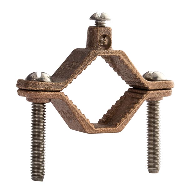 Heavy Duty Direct Burial Bronze Ground Clamp for 1.25-2 Inch Pipe Heavy Duty Bronze ground clamps are UL listed for direct burial in earth or concrete. Screws are 304 stainless steel. cULus Listed 467 Grounding and Bonding.