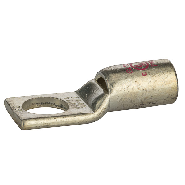 1 Hole Short Barrel Copper Compression Lug w/ Peep Hole 1/0 AWG - 1/2