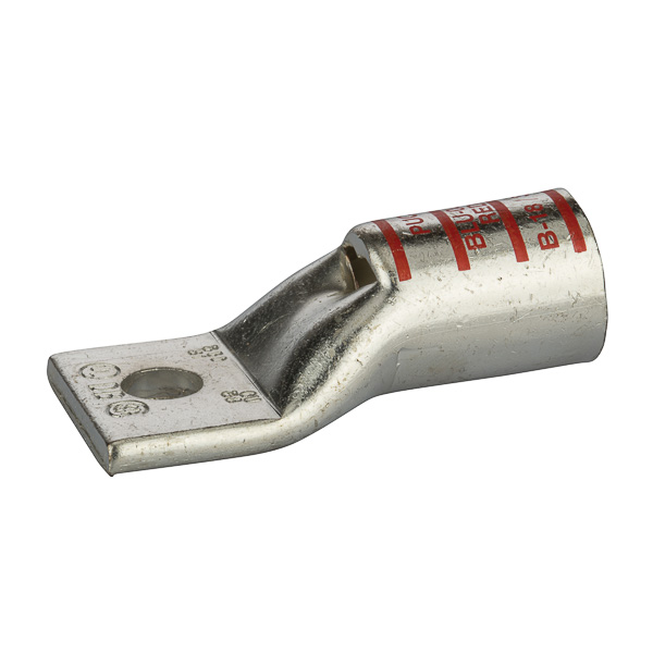 1 Hole Short Barrel Copper Compression Lug w/ Peep Hole 350 MCM - 3/8