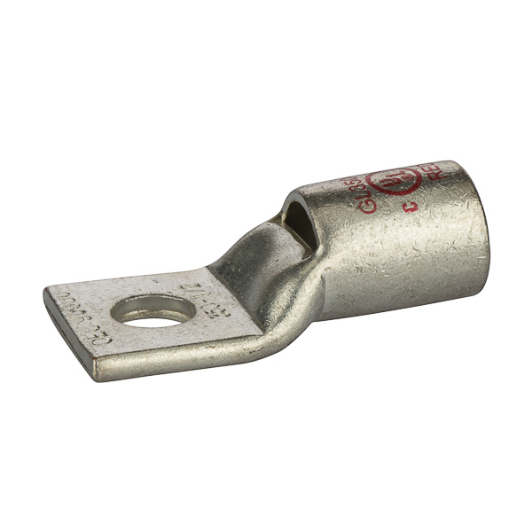 1 Hole Short Barrel Copper Compression Lug w/ Peep Hole 350 MCM - 1/2