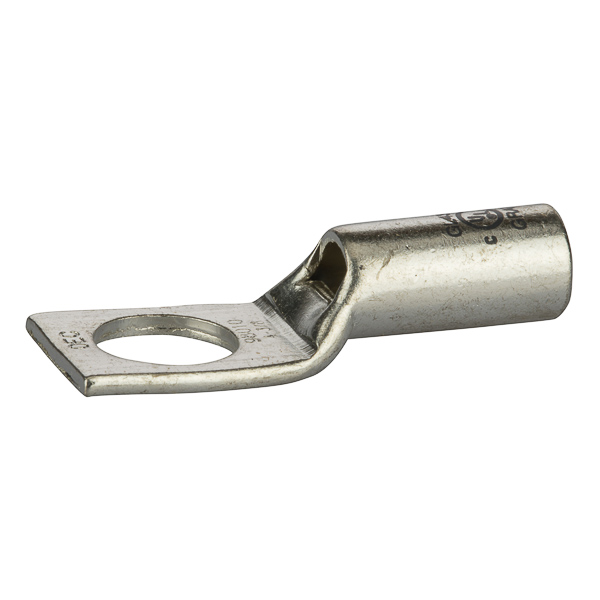 1 Hole Short Barrel Copper Compression Lug w/ Peep Hole 4 AWG - 3/8