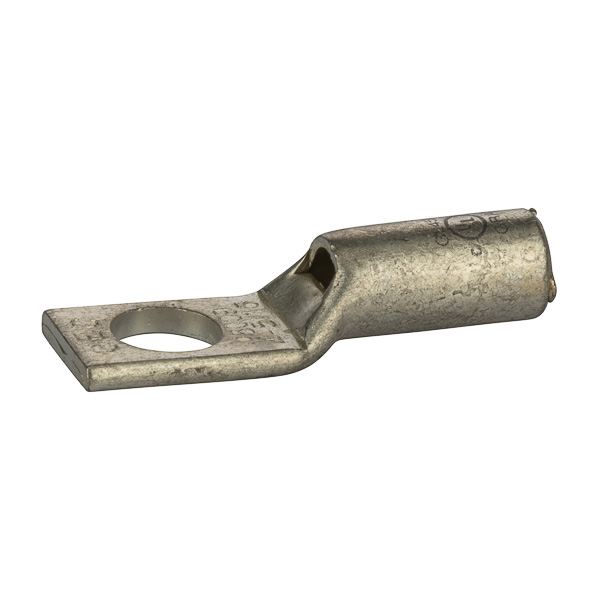 1 Hole Short Barrel Copper Compression Lug w/ Peep Hole 4 AWG - 5/16