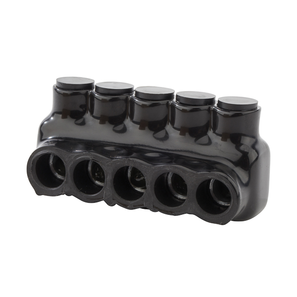 5 Wire Polaris 1/0-14 AWG Insulated Multi-Cable Connector Blocks Polaris Insulated Multi-Cable Connectors are suitable for connecting five wires. Wire entry ports on one side only. Abrasion and chemical resistant. UV rated. Will not support combustion. Cold temperature rated to -45 degrees Celsius. Dual rated for use with copper and/or aluminum cables. 600 volts. Not recommended for fine-stranded, flexible wire (see Polaris Grey Series).