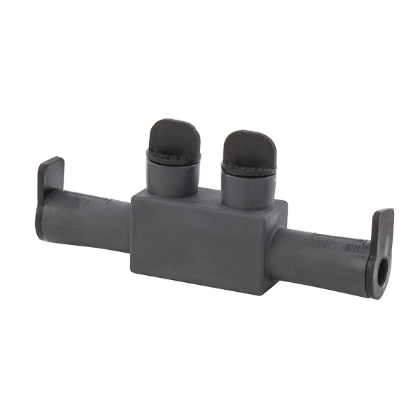 2/0-14 AWG Polaris EDGE EPDM Rubber Pedestal Connector Splice. Polaris Edge are manufactured from high strength 6061-T6 aluminum alloy, providing premium electrical and mechanical performance. Radial tipped set screws reduce conductor strand damage, and the range taking design allows for many sizes and types of conductors- all in one connector. Encapsulated in EPDM rubber with a nominal thickness of 125 mils. Abrasion and chemical resistant. UV resistant. Will not support combustion. UL Listed 486D Wire Connector. AL9CU. Cold temperature rated to -45 degrees C, rated 600V, 90 degrees C. For use with copper and/or aluminum cables.