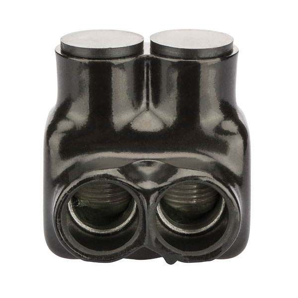 Product image for NSI IT-350 6 AWG to 350 MCM Black Plastisol 2-Port Insulated Tap Connector