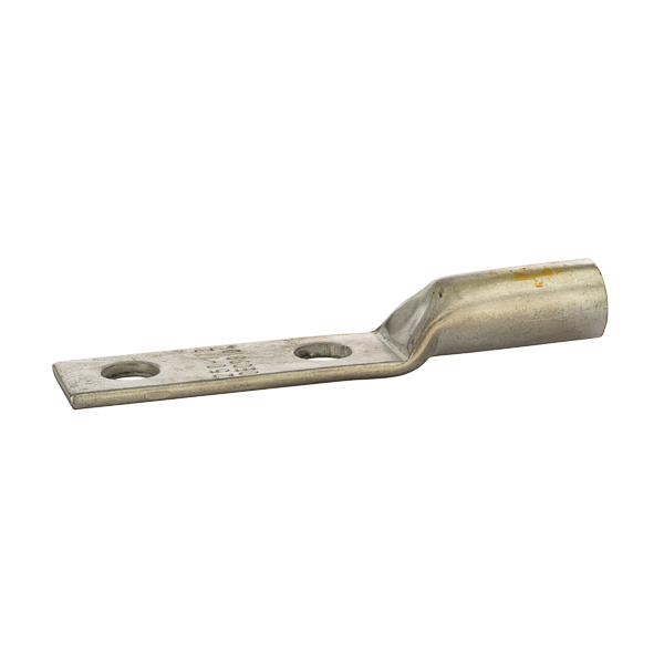 Product image for NSI L250N 1/2 Inch 250 MCM Yellow Copper Long Barrel 2-Hole Compression Lug