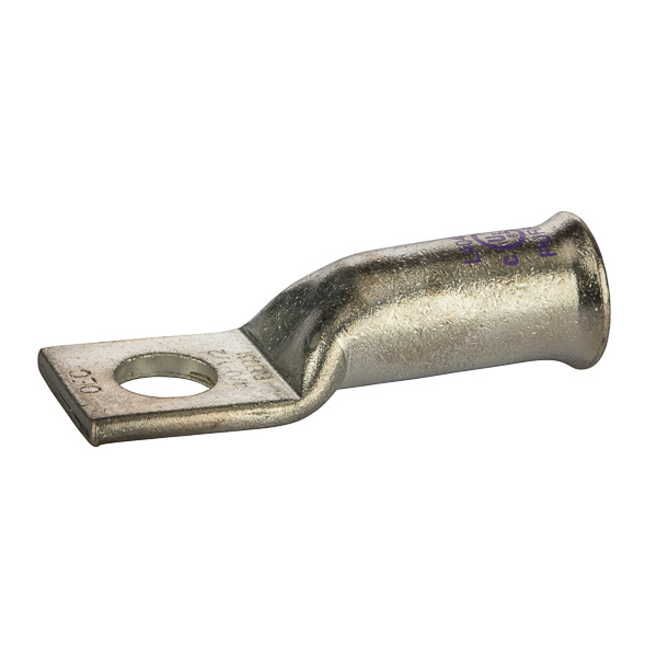 1 Hole Long Barrel Copper Compression Lug for Flexible Copper Cable 4/0 AWG - 1/2