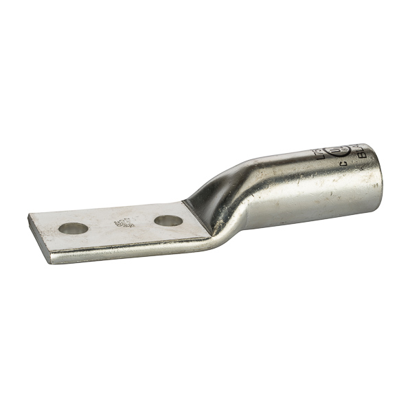 2 Hole Long Barrel Copper Compression Lug for Flexible Copper Cable 750 MCM - 1/2