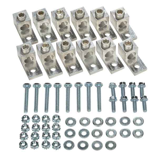 Transformer Lug Kit KVA Size (50-75 1 ø) (75-112-1/2 3 ø) Transformer Lug Kit contains terminal lugs that are dual rated for use with both copper and aluminum cables.