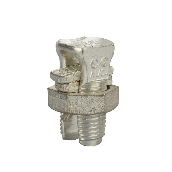 All Purpose Split Bolt Connector 3 AWG All Purpose Split Bolt Connectors are used for combinations of aluminum to copper, aluminum to aluminum, steel to aluminum, copper to copper, and steel to copper applications. They have an electro-tinned body. UL listed for copper and copperweld wires only. Includes nut, spacer and pressure pad.