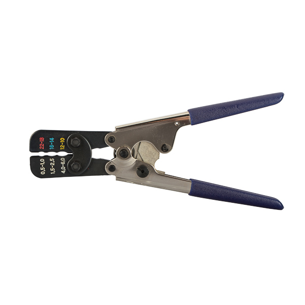 Insulated Miniterm Tool APPLICATIONS: A ratchet-action crimping tool for quality crimping of insulated terminals and connectors, including rings, spades, male plugs, female receptacles, and disconnects in 22/18, 16/14, and 12/10 AWG wire sizes. FEATURES: TYPE: Insulated ACTION: Ratchet CRIMPS: Insulated connectors, terminals, rings, spades, male plugs and female receptacles WIRE SIZE: 22/18, 16/14, 12/10 AWG UPC: 662381055019
