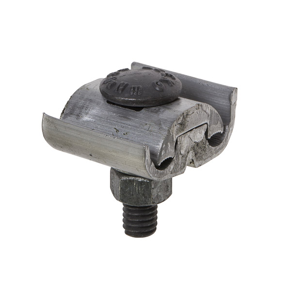 Aluminum Dual Rated Parallel Groove Clamp for 2 STR - 6 SOL Aluminum Dual Rated Parallel Groove Clamps are high strength aluminum extruded alloy fittings assembled with steel or anodized high strength aluminum flat washers for heavy duty service entrance or for use as a heavy duty distribution armor rod clamps. The serrated grooves provide increased contact. Supplied pre-filled with oxide inhibitor. Rated 600V. Temperature rating 90 degrees C.,