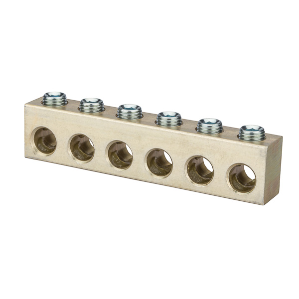 6 Wire Polaris 1/0-14 AWG Uninsulated Multi-Cable Connector Blocks Polaris Uninsulated Multi-Cable Connectors are made from 6061-T6 aluminum alloy and are plated for corrosion resistance. They are stacked in one hole increments, up to 14 holes and are suitable for use on wire from #4 AWG to 750 MCM. UL Listed 486B Wire Connector. AL9CU. Rated 600V, 90 degrees C. Dual rated for use with copper and/or aluminum cables. Not recommended for fine-stranded, flexible wire.