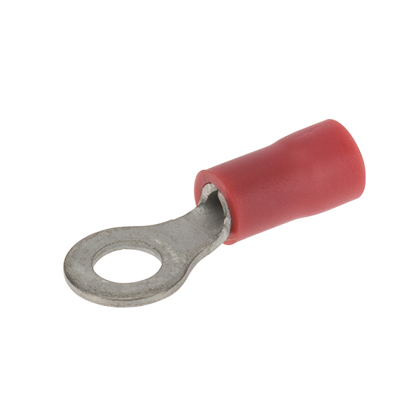 22-18 AWG Vinyl Insulated Ring Terminal #8 Stud Vinyl ring terminals are basic tongue ring terminals. Safe and reliable connections because it cannot be disconnected unless the screw is completely removed. Vinyl insulated ring terminals are made of tin-plated copper with brazed seam, vinyl (PVC). 300V, 75 degrees C. FEATURES: STYLE: Standard MATERIAL: Vinyl QUANTITY: 25 Count WIRE SIZE: 22-18 AWG STUD SIZE: 8 LENGTH: 0.826 WIDTH: 0.314 BRAND EQUIVALENT: Morris Products 01014 Penn Union R4A8 Ilsco 44202-B10