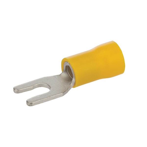 12-10 AWG, # 8 Stud Vinyl Insulated Locking Spade, Bulk