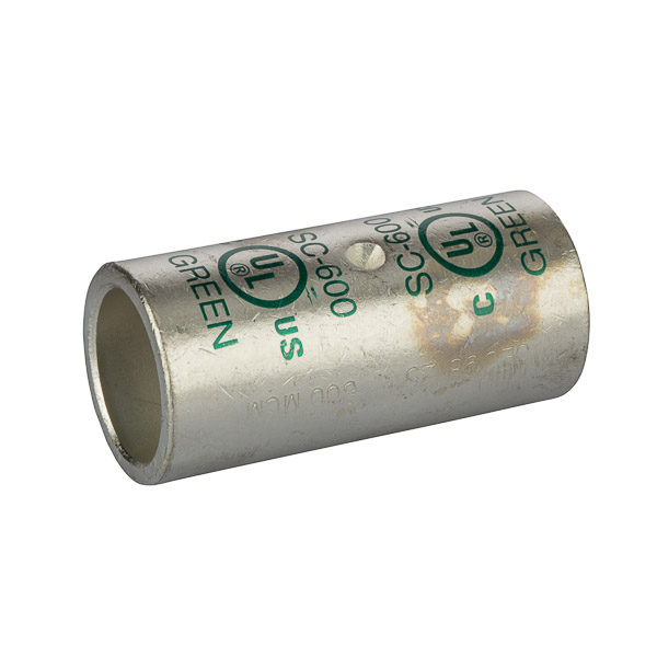 StandardBarrel TinnedCopperSplice600MCM Standard Barrel Tinned CopperSplices is a type of copper compression connector that is produced from high conductivity copper tubing. They are tin-plated to provide corrosion resistance and are marked with die index and color coded for easy reference. Listed for 35KV maximum when properly installed.