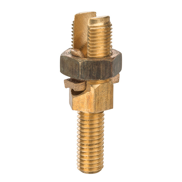 Service Post Connector - Two Wire Type 4-1/0 AWG Service Post Connectors is used for connecting one or two conductors. Made from high copper content hard-drawn rod. Lay-in feature makes them excellent for continuous loop grounding and bonding. Used to ground to bar or plate. Suitable for direct burial in earth or concrete.