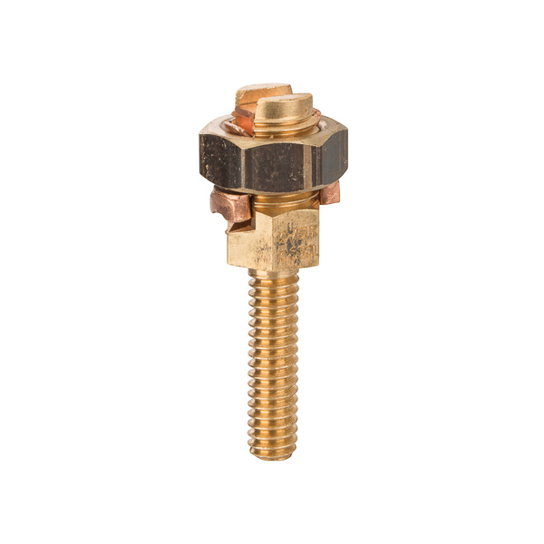Service Post Connector - One Wire Type 6 AWG Service Post Connectors is used for connecting one or two conductors. Made from high copper content hard-drawn rod. Lay-in feature makes them excellent for continuous loop grounding and bonding. Used to ground to bar or plate. Suitable for direct burial in earth or concrete.