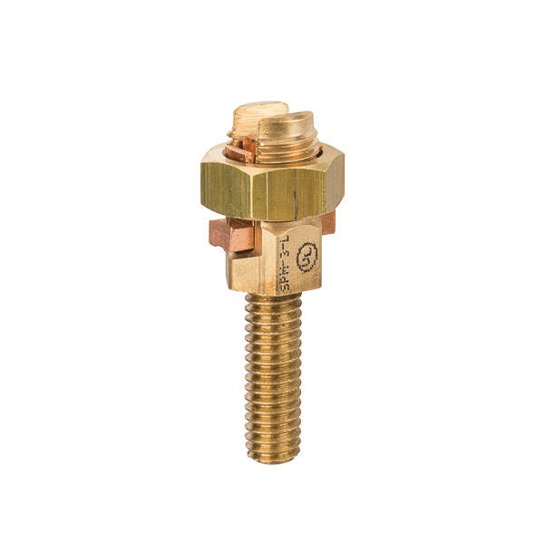 Service Post Connector - One Wire Type 4-10 SOL Service Post Connectors is used for connecting one or two conductors. Made from high copper content hard-drawn rod. Lay-in feature makes them excellent for continuous loop grounding and bonding. Used to ground to bar or plate. Suitable for direct burial in earth or concrete.