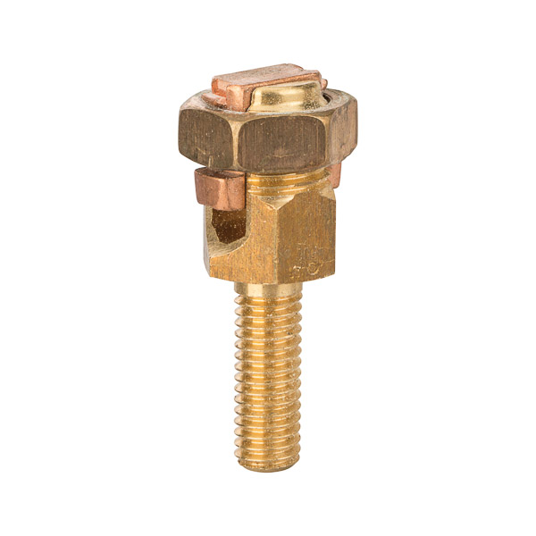 Service Post Connector - One Wire Type 2 AWG Service Post Connectors is used for connecting one or two conductors. Made from high copper content hard-drawn rod. Lay-in feature makes them excellent for continuous loop grounding and bonding. Used to ground to bar or plate. Suitable for direct burial in earth or concrete.