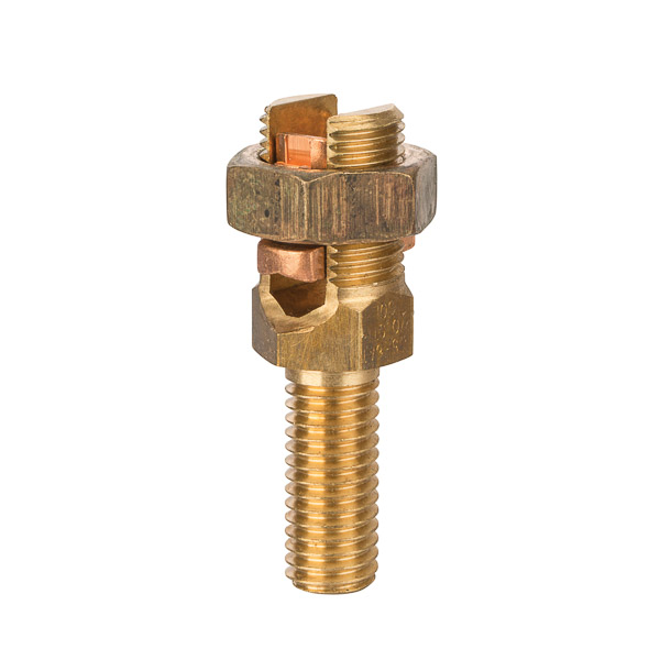 Service Post Connector - One Wire Type 1/0 AWG Service Post Connectors is used for connecting one or two conductors. Made from high copper content hard-drawn rod. Lay-in feature makes them excellent for continuous loop grounding and bonding. Used to ground to bar or plate. Suitable for direct burial in earth or concrete.