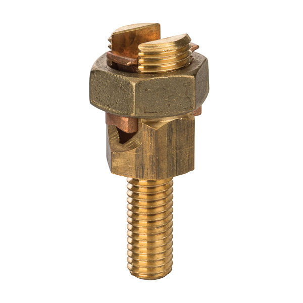 Service Post Connector - One Wire Type 2/0 AWG Service Post Connectors is used for connecting one or two conductors. Made from high copper content hard-drawn rod. Lay-in feature makes them excellent for continuous loop grounding and bonding. Used to ground to bar or plate. Suitable for direct burial in earth or concrete.