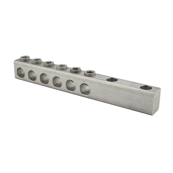 6 Port Aluminum Dual Rated Transformer Connector 250 MCM - 6 AWG Transformer Connectors are made from 6061T-6 aluminum alloy. They are electro-tin plated for low contact resistance. Two NEMA 1/2