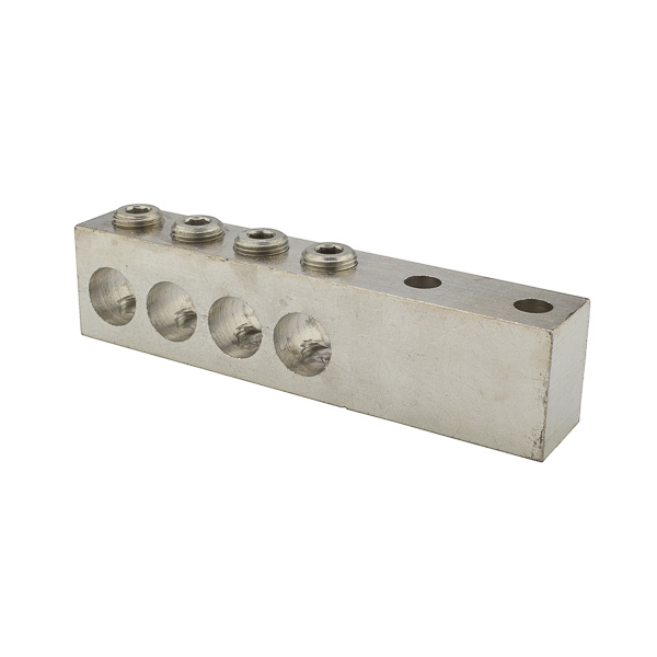 4 Port Aluminum Dual Rated Transformer Connector 750 MCM - 250 MCM Transformer Connectors are made from 6061T-6 aluminum alloy. They are electro-tin plated for low contact resistance. Two NEMA 1/2