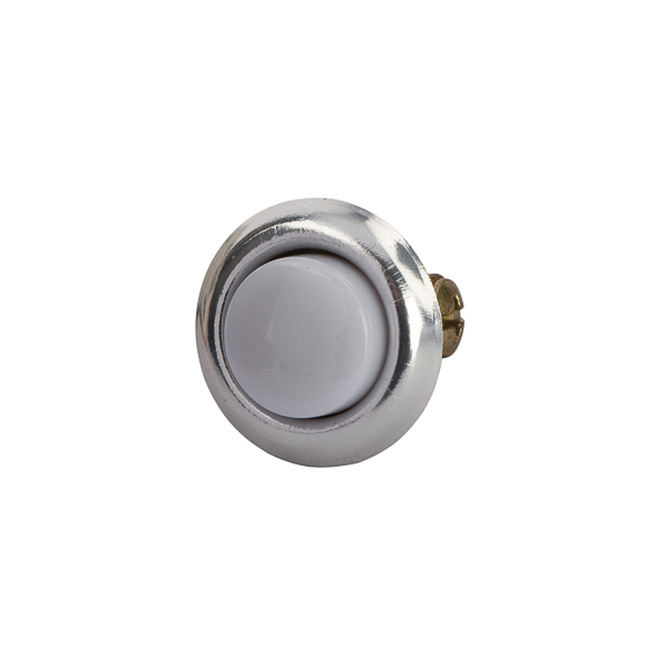 Tork Illuminated Push-Button APPLICATIONS: For outdoor use to activate low voltage bells, buzzers, horns or any other audible signal. Ideal for factory doors, receiving departments, small office buildings, limited access retail stores and private homes. FEATURES: VOLTS: Up to 16VAC COLOR: Chrome SIZE: 5/8