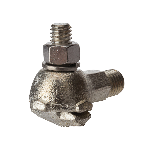 8 Sol - 2/0 Str Tin Plated Transformer Ground Clamp Cast from high conductivity, high strength copper alloy with cast high strength bronze eyebolts. Stainless steel nuts and lockwashers are standard on all clamps. May be tightened by using a wrench on the body.