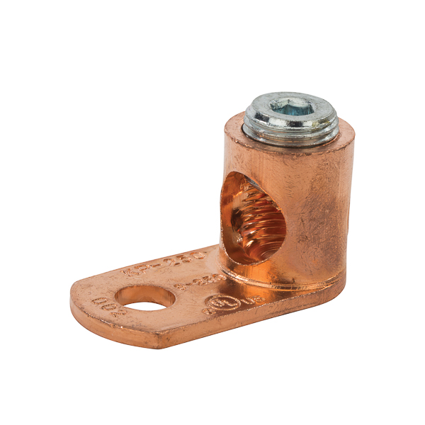 Morris 94353 Morris Products 94353 Long Barrel Compression Lug 3/4 Spacing Hole Spacing 3/4 Spacing Hole Spacing 1/4 Stud Size Copper 2/0 Awg Wire Range 2 Holes 